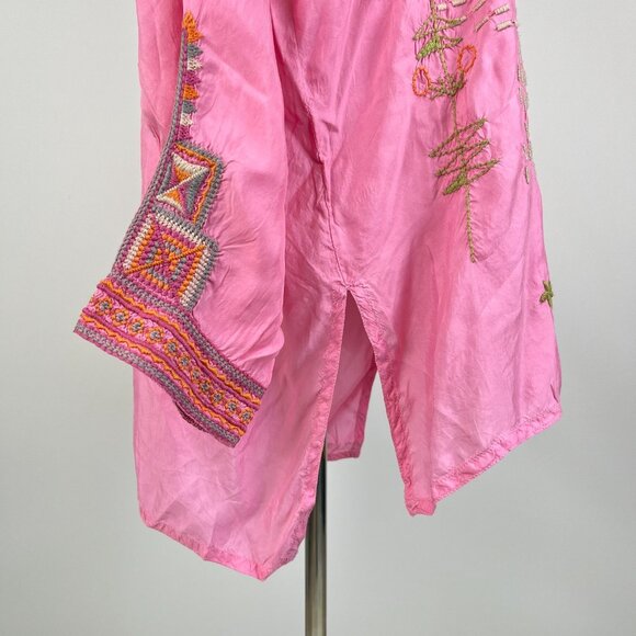 NWOT Johnny Was Butterfly Floral Embroidered Tunic Shirt Blouse Pink Size XL - Picture 6 of 13